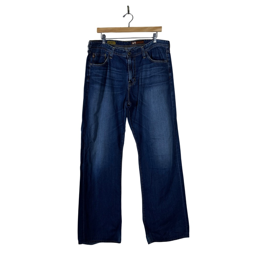 AG Adriano Goldschmied The Hero Solid Jeans Blue Relaxed Straight Leg Size 38x34